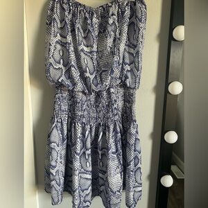 Blue and White animal print romper dress! Halter style top..